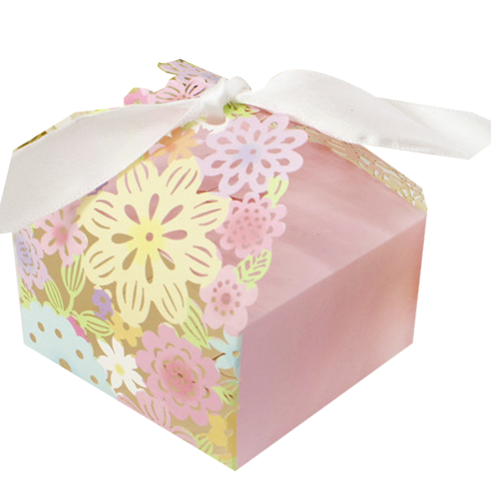 ... Colorful Flowered-pattern Laser-carving Hollow Wedding Favor Candy Box